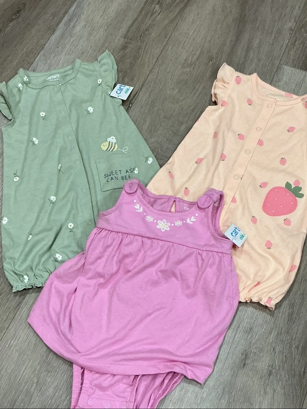 Carter's Girls' Floral & Fruit Sleeveless Sleep Sacks in Pink, Green, Peach